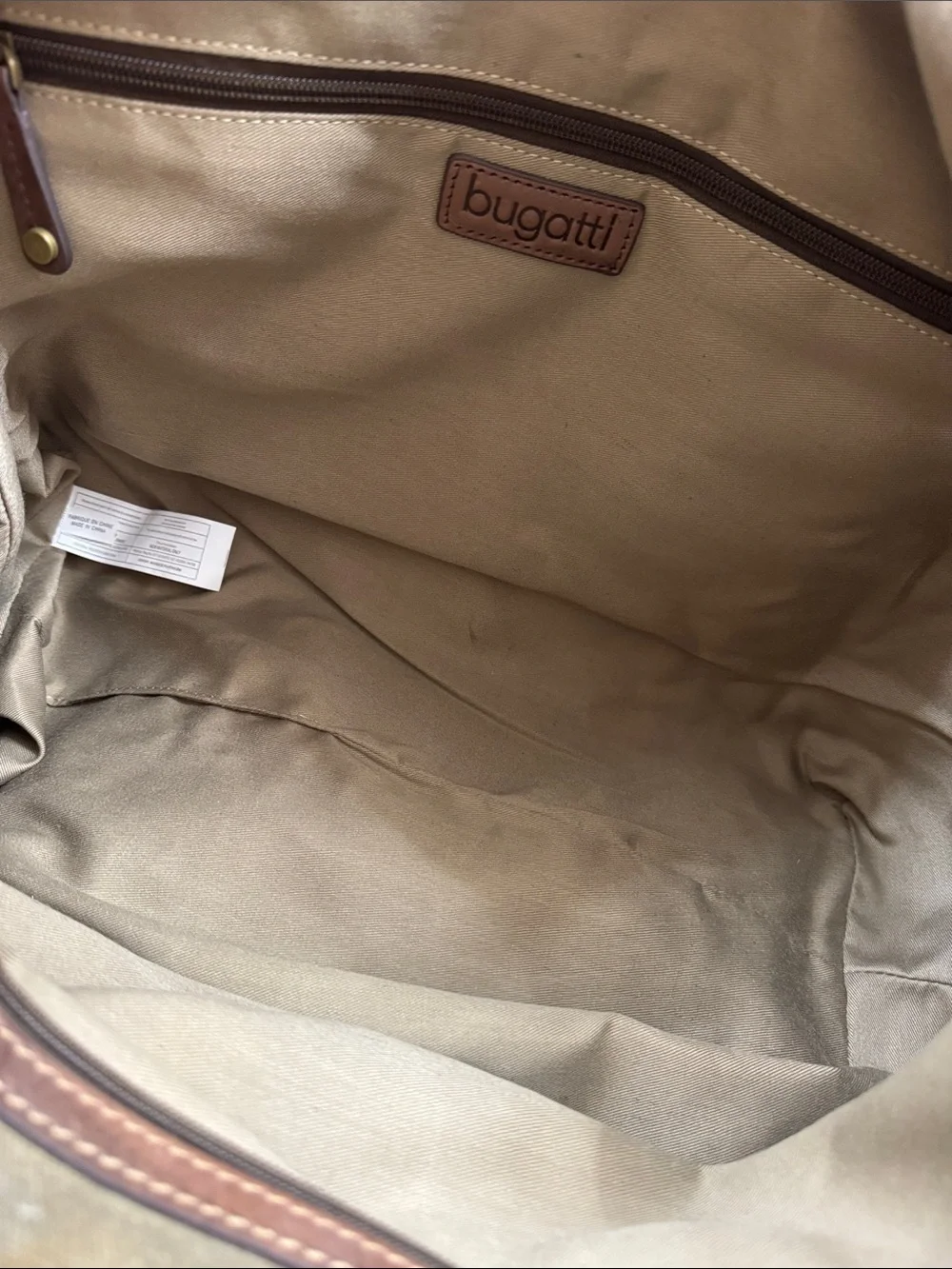 Bugatti capetown heavy Canvas Duffel with Brown Leather Trim NWOT